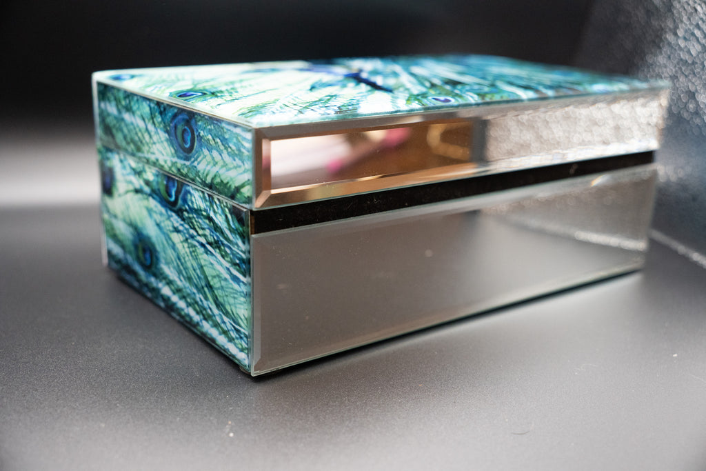 Peacock Glass Jewelry Box