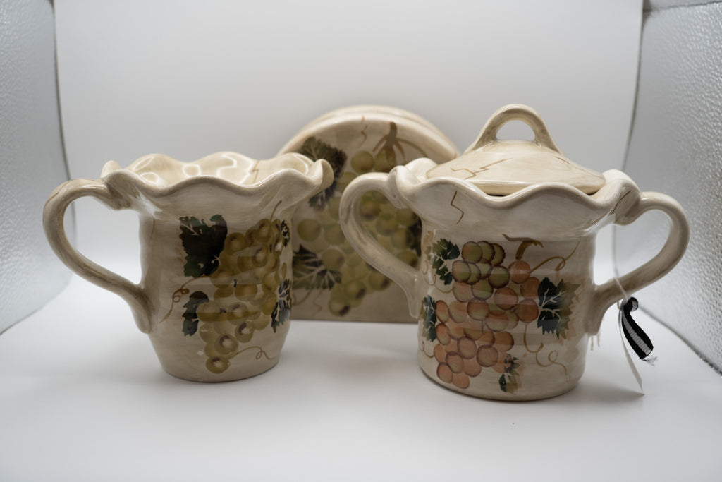"Cabernet" 3pc.Set: Cream/Sugar/Napkin Holder