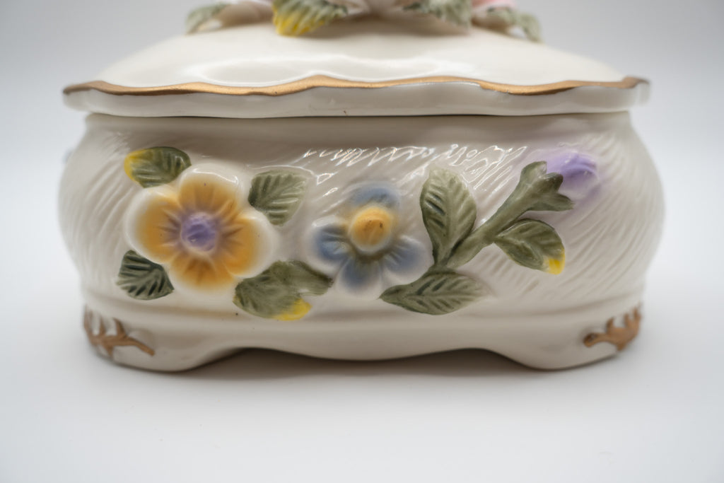 Porcelain Heart Shaped Trinket Box