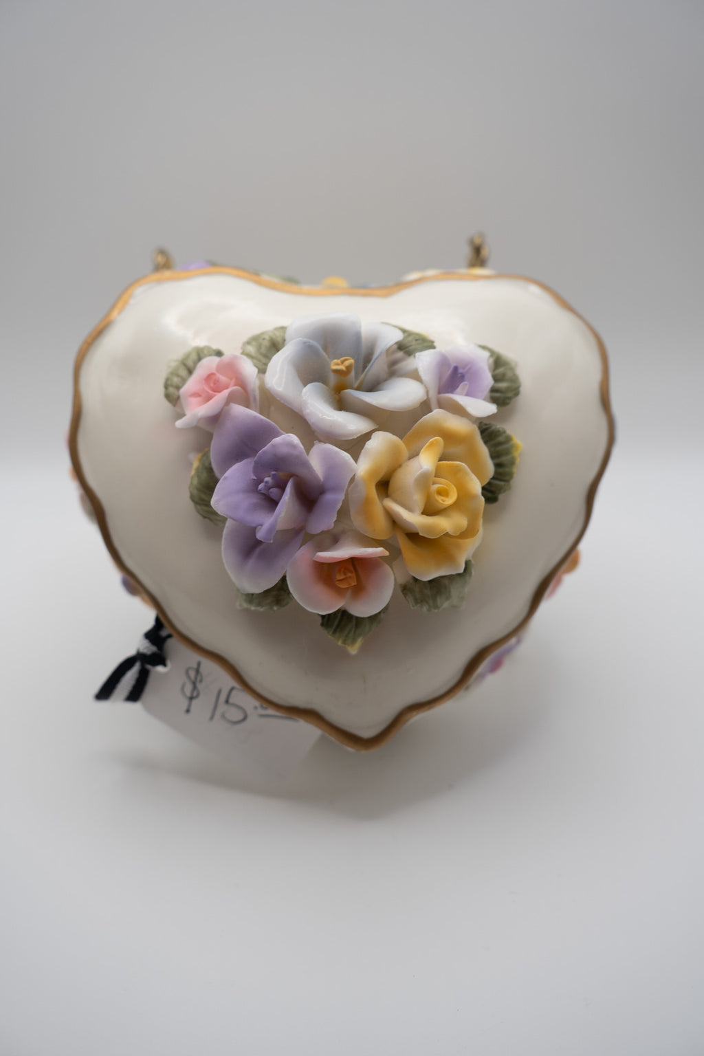 Porcelain Heart Shaped Trinket Box