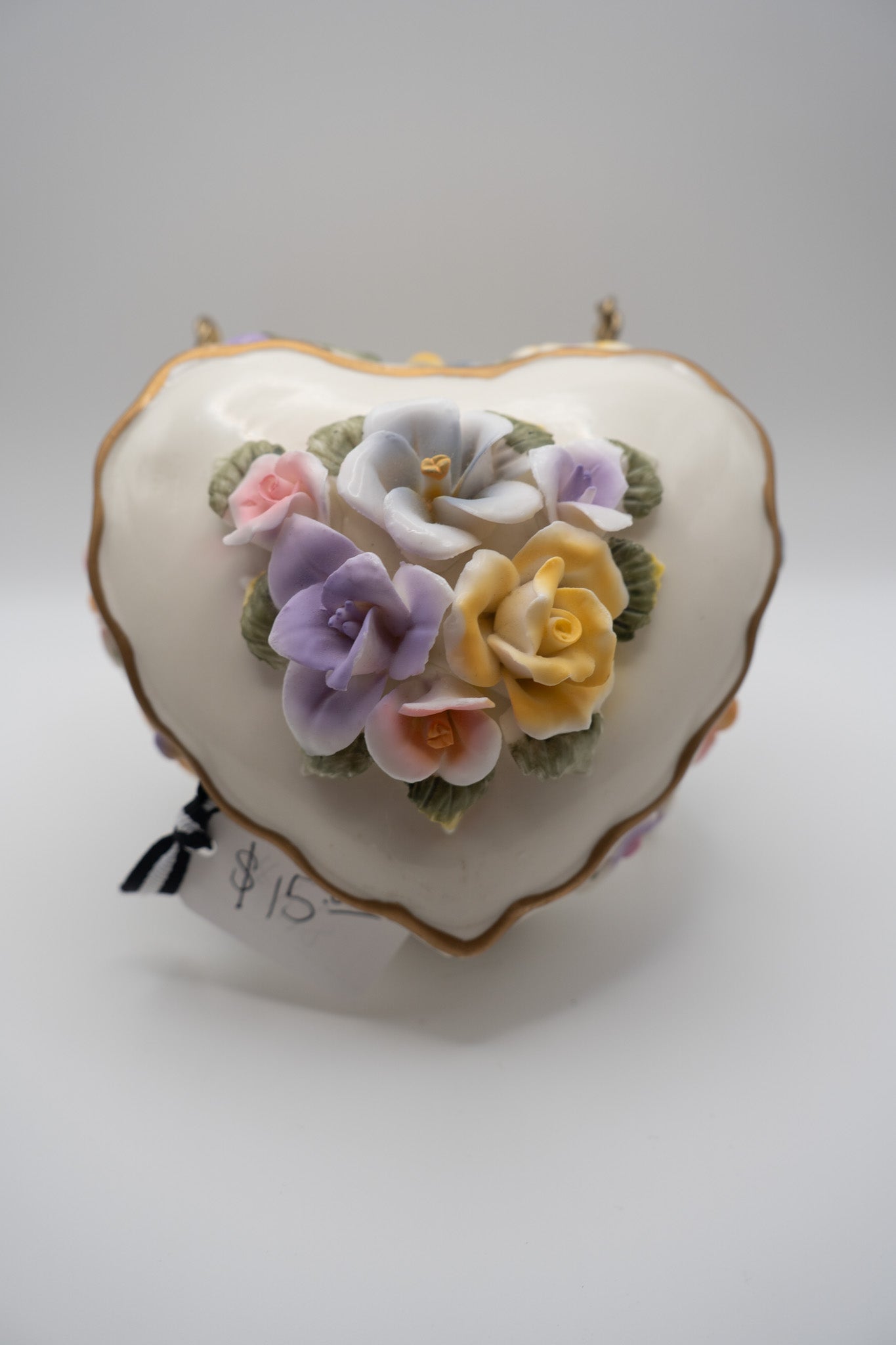 Porcelain Heart Shaped Trinket Box