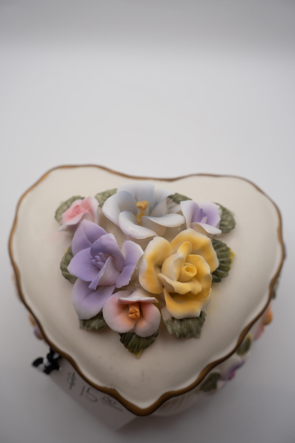 Porcelain Heart Shaped Trinket Box