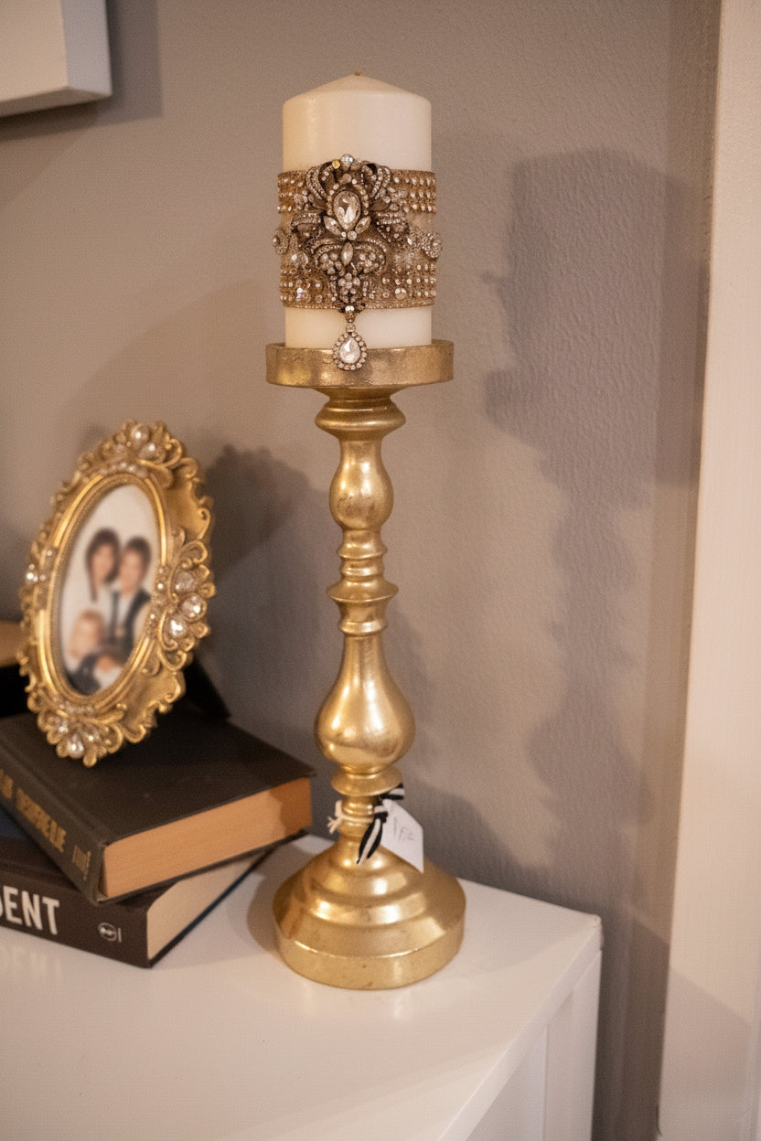 Gold Pillar Candle Holder
