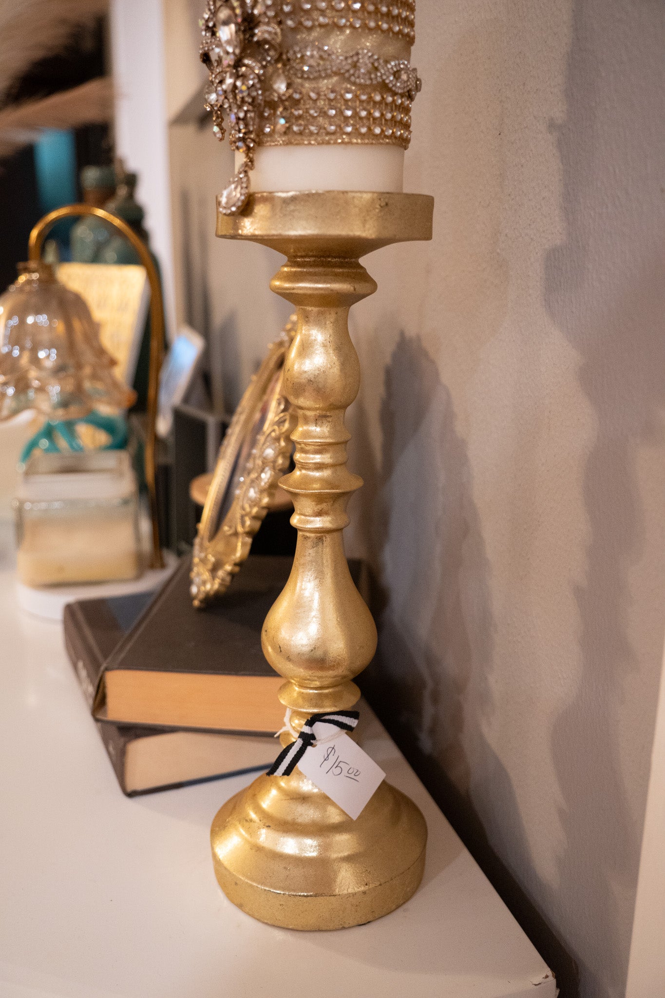 Gold Pillar Candle Holder