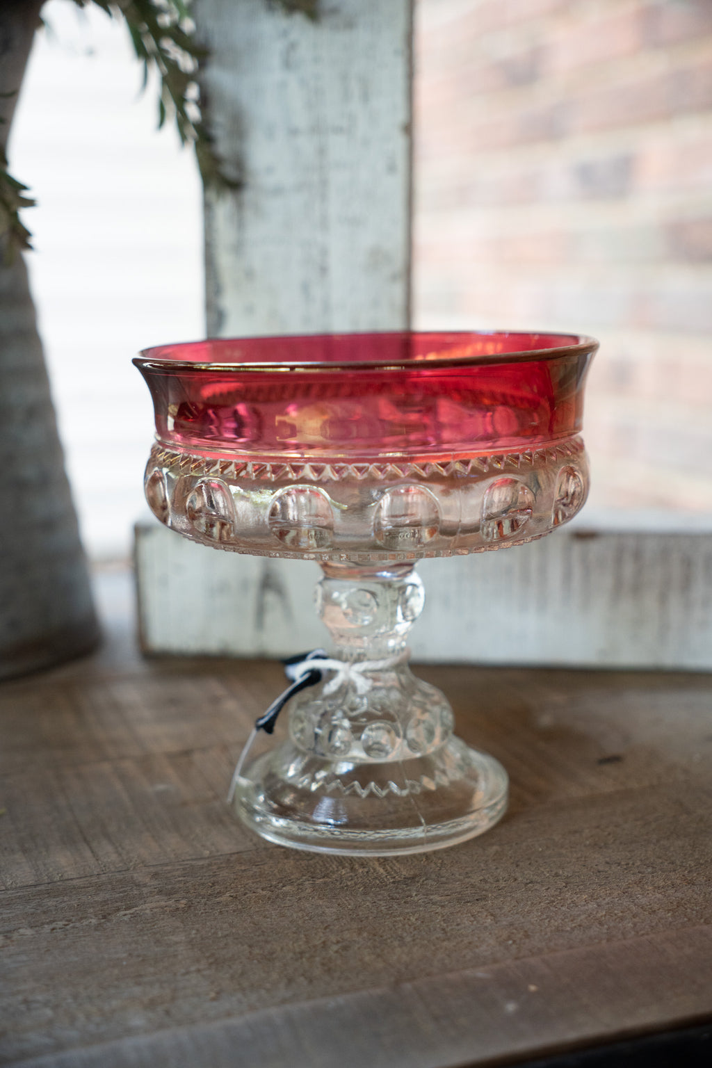 Ruby Red Rimmed Candy Dish