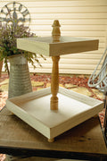 2-Tiered Wooden & White Farmhouse Tray