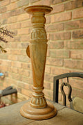 Wooden Candlestick with White Painted Detailing
