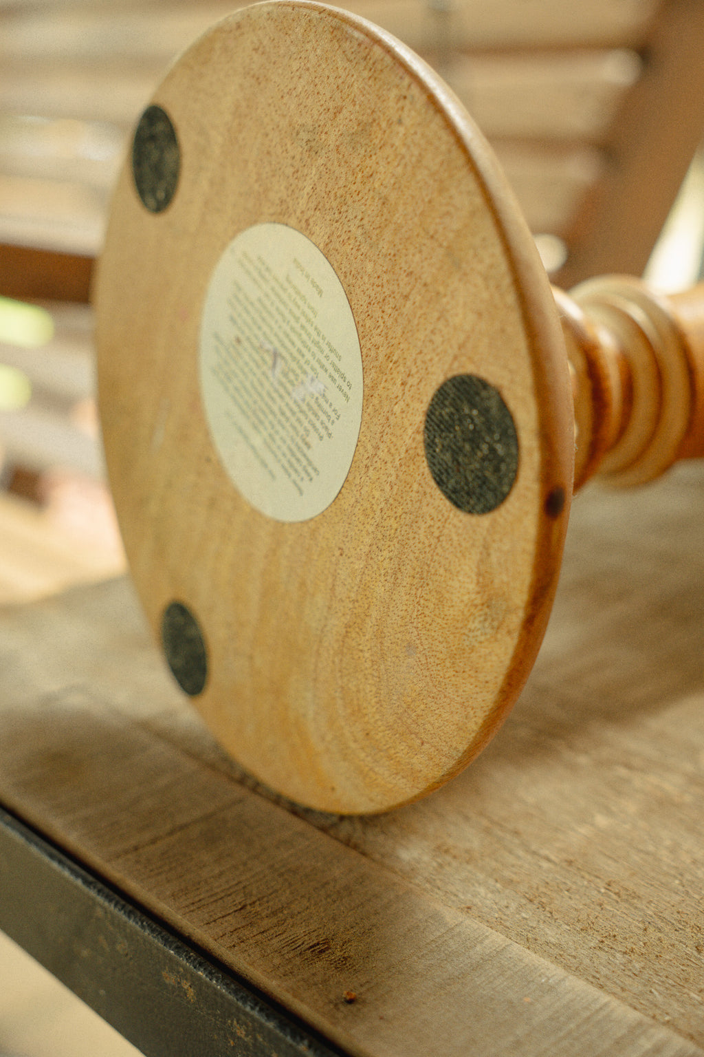 Wooden Candlestick with White Painted Detailing