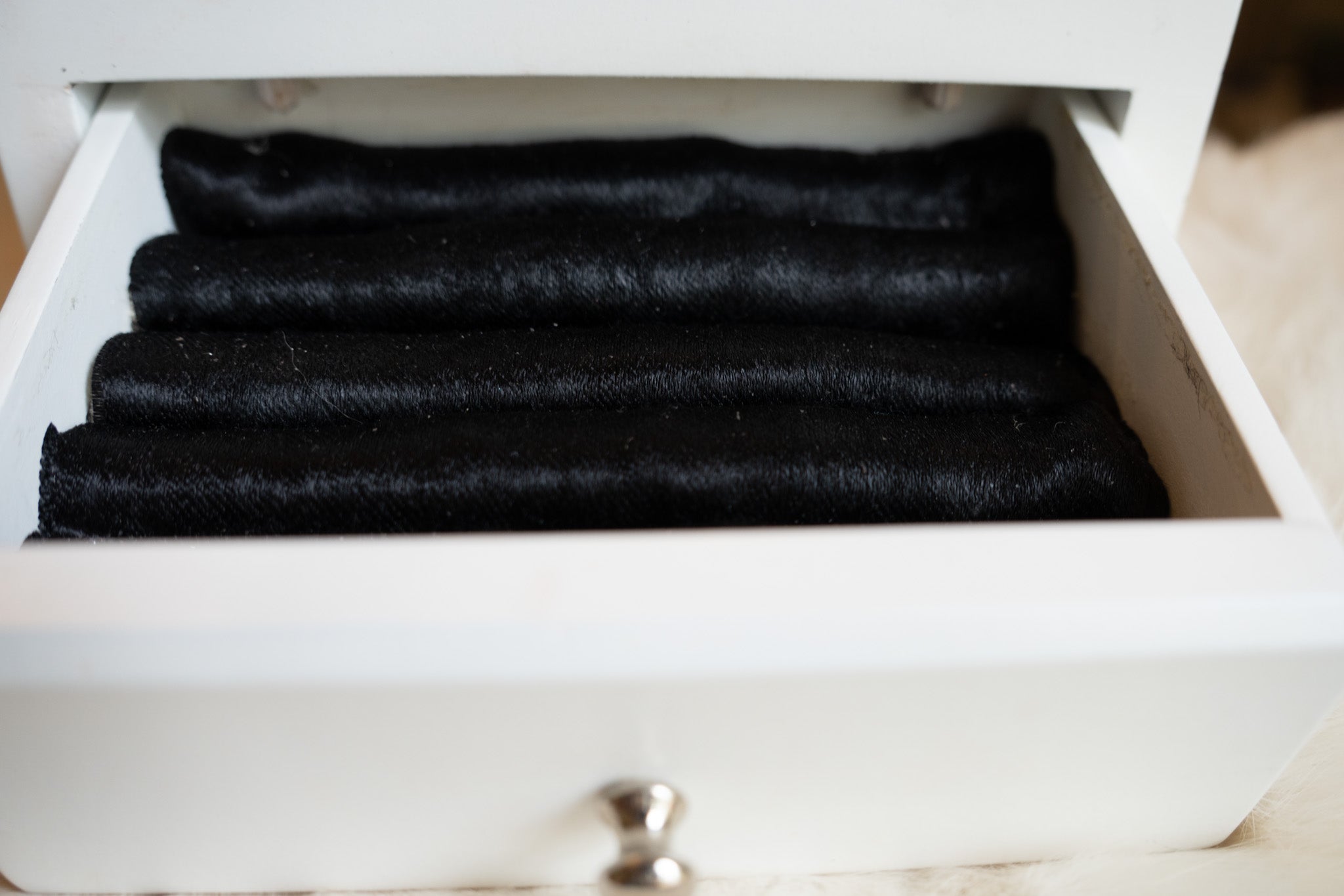 White Jewelry Holder with Black Velvet Lining