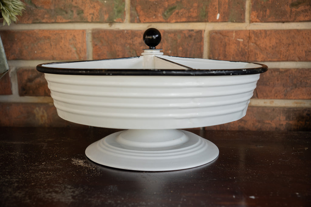 White Metal Tray with 4 Divided Sections