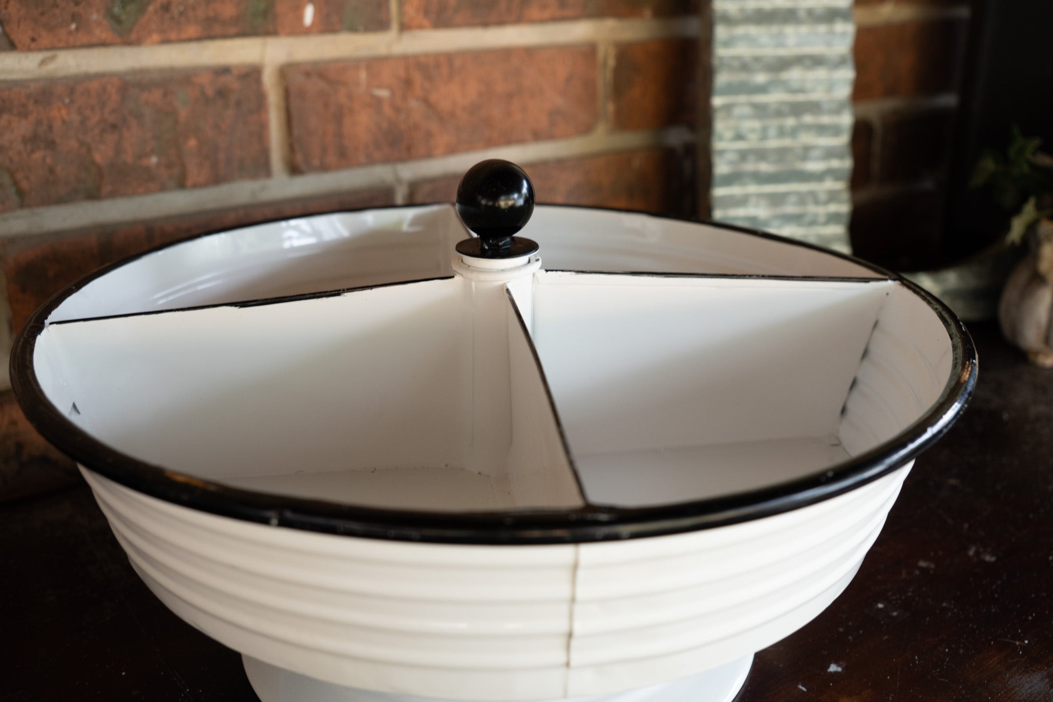 White Metal Tray with 4 Divided Sections