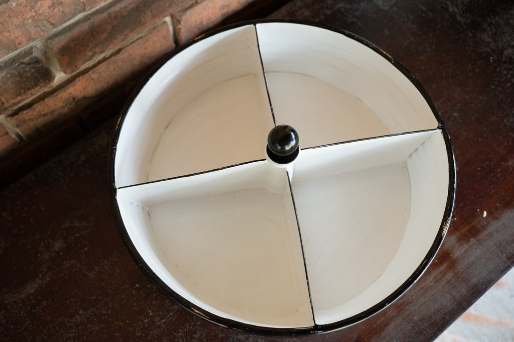 White Metal Tray with 4 Divided Sections
