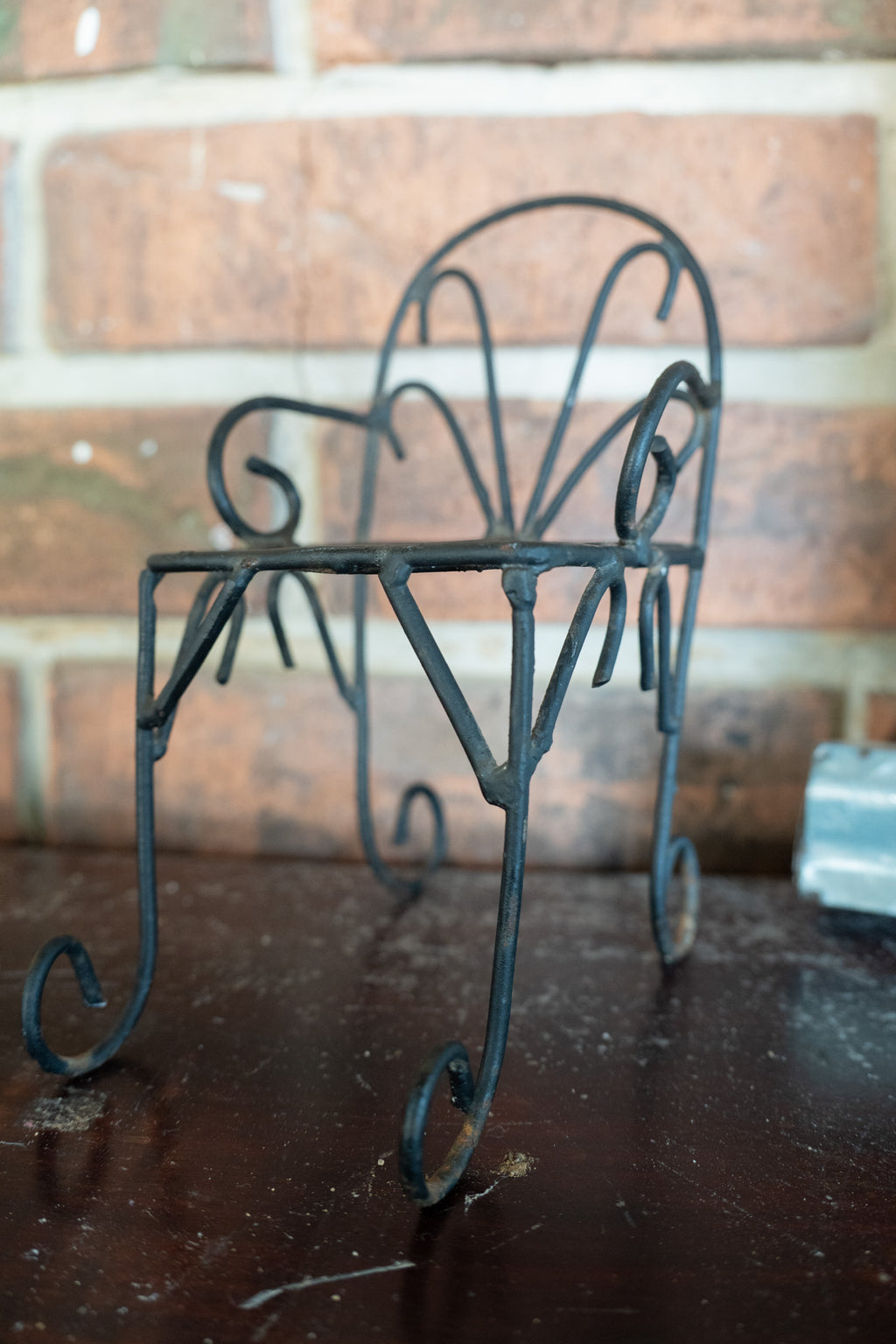 Tiny Wrought Iron Chair Plant Stand
