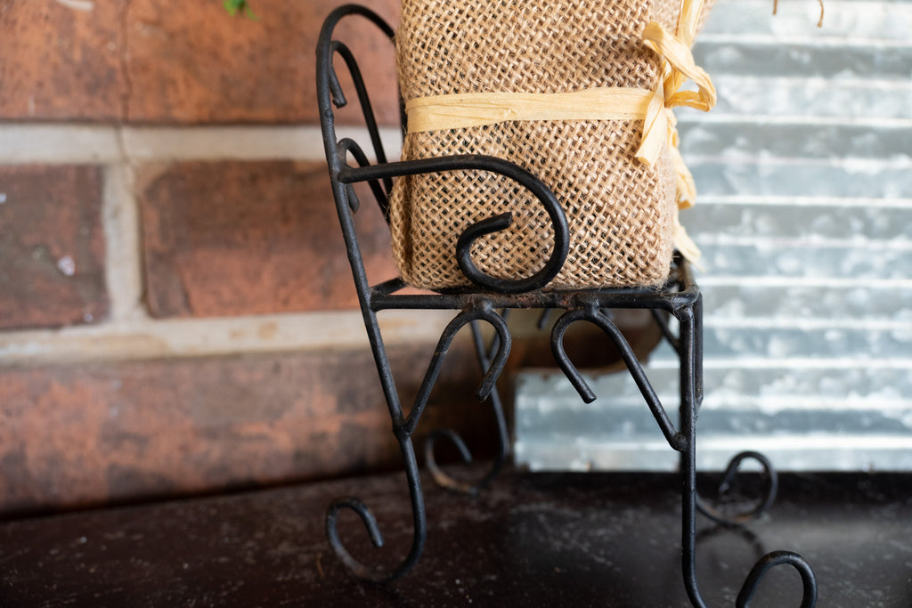 Tiny Wrought Iron Chair Plant Stand