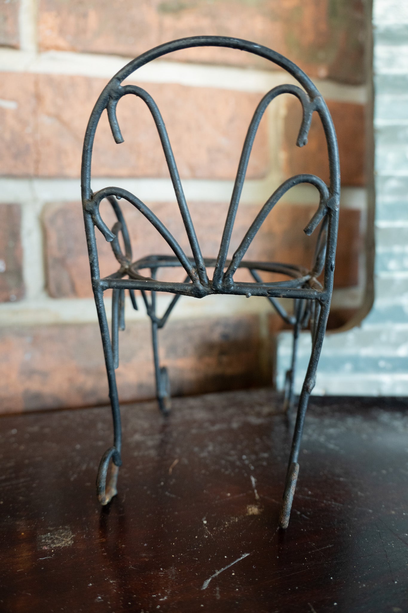 Tiny Wrought Iron Chair Plant Stand