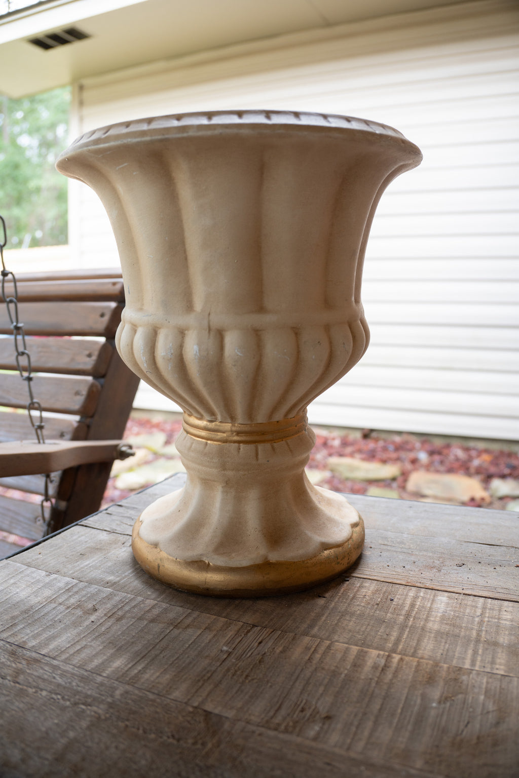 Vintage Ceramic Urn Planter with Footed Pedestal