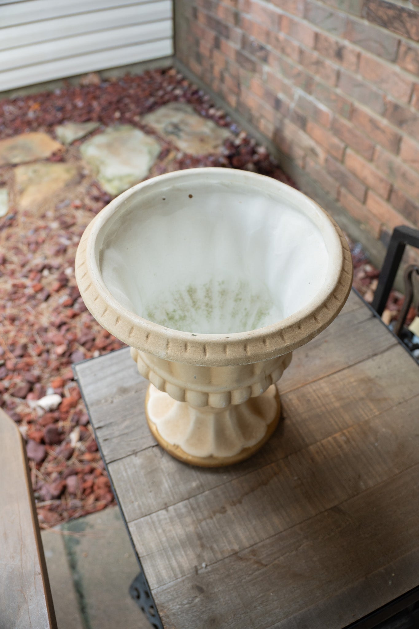 Vintage Ceramic Urn Planter with Footed Pedestal