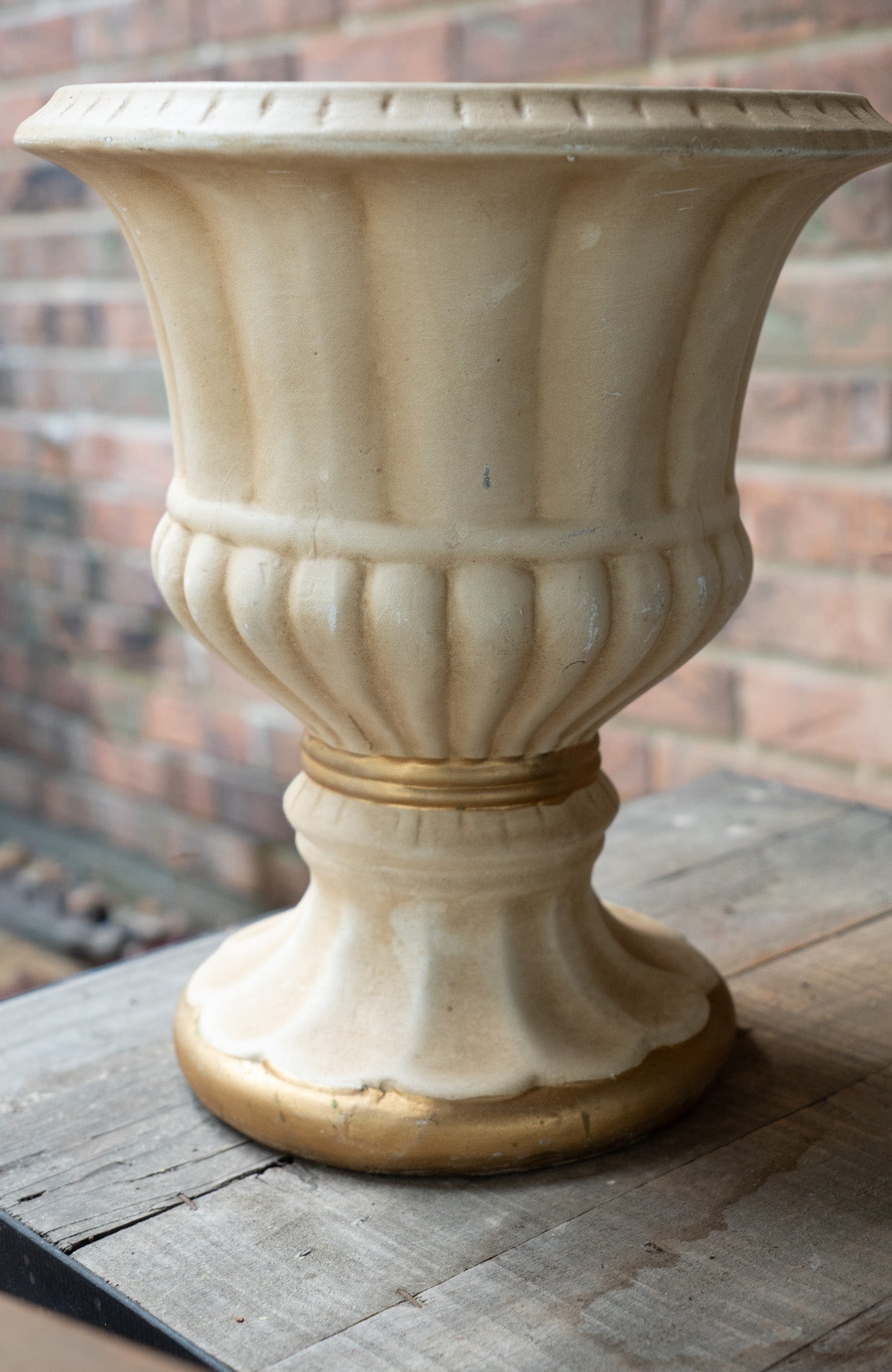 Vintage Ceramic Urn Planter with Footed Pedestal