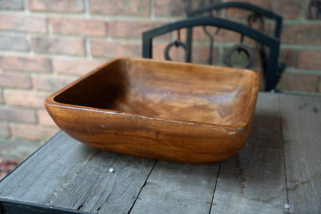 Wooden Vintage Square Bowl