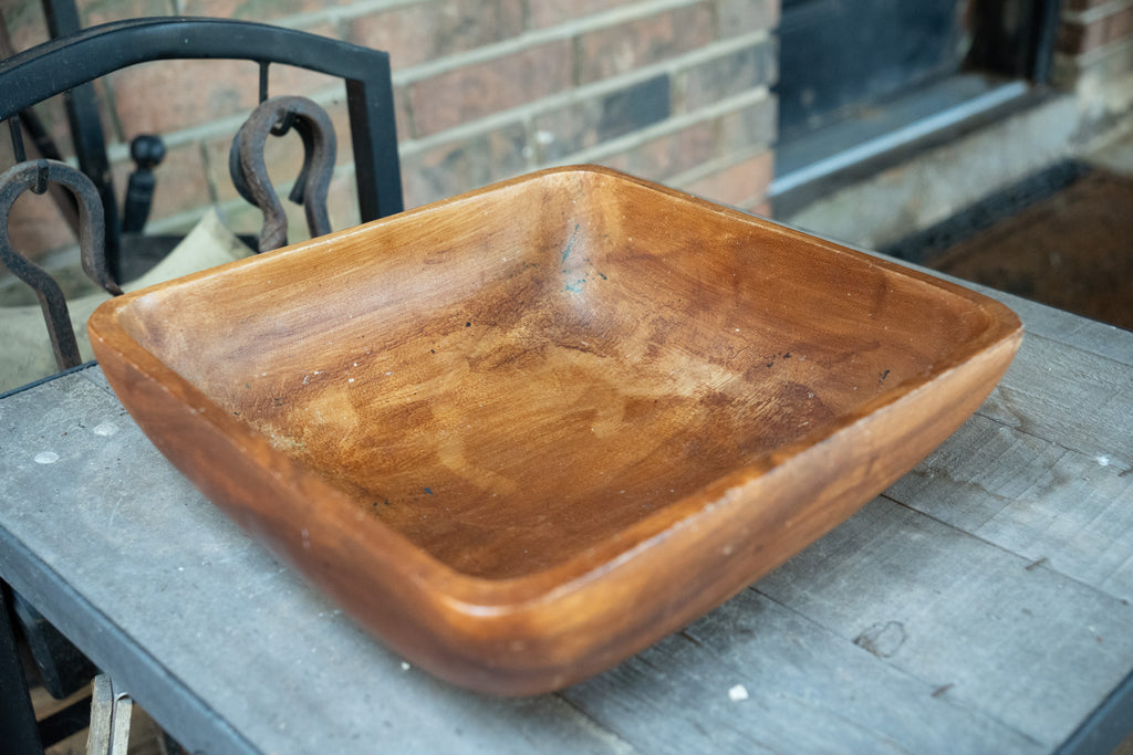 Wooden Vintage Square Bowl