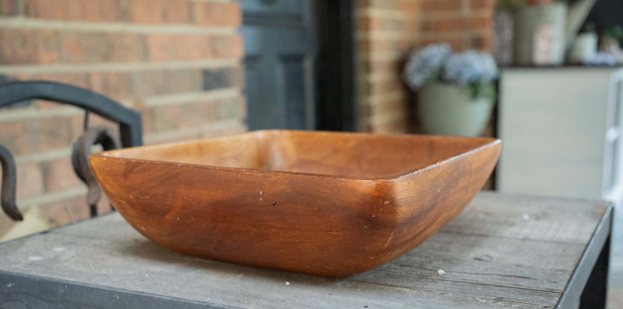 Wooden Vintage Square Bowl