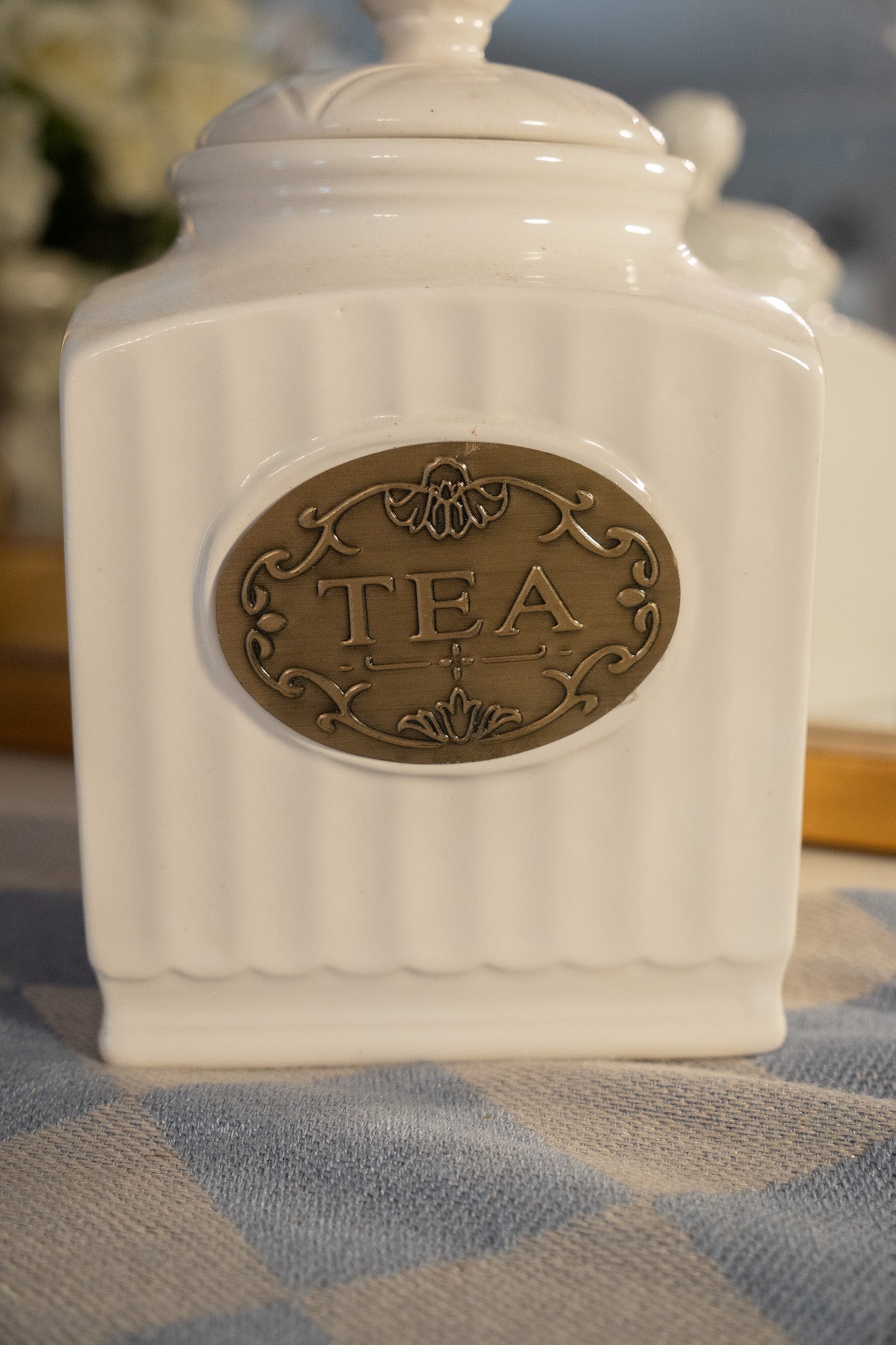 White Ceramic Tea Canister by THL