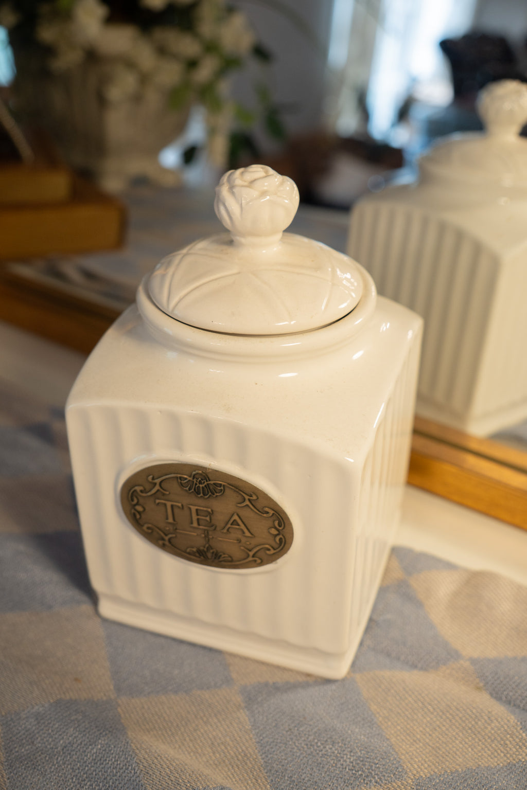 White Ceramic Tea Canister by THL