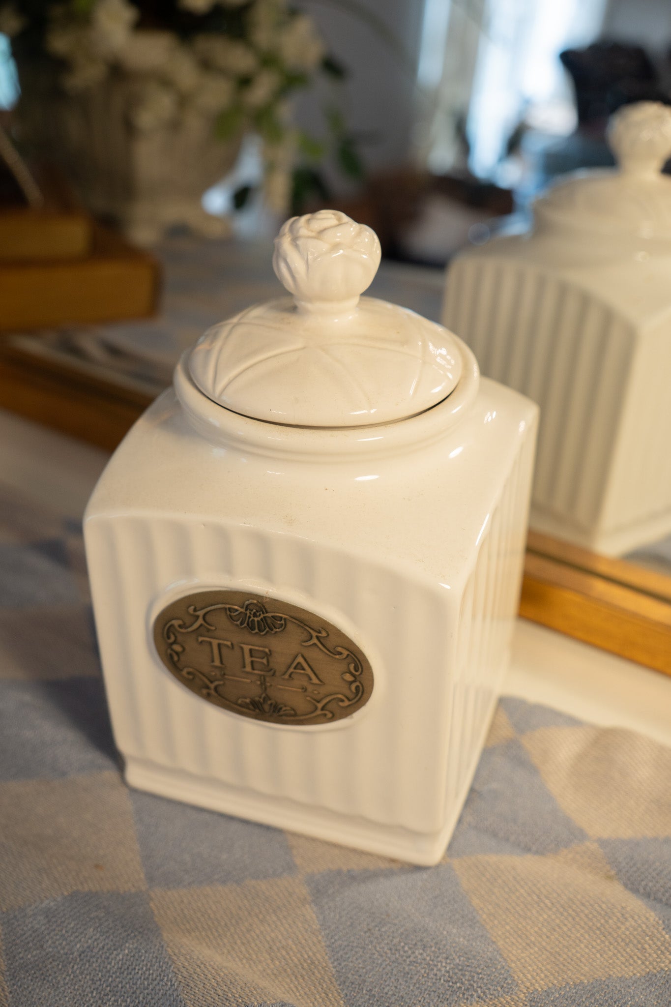 White Ceramic Tea Canister by THL