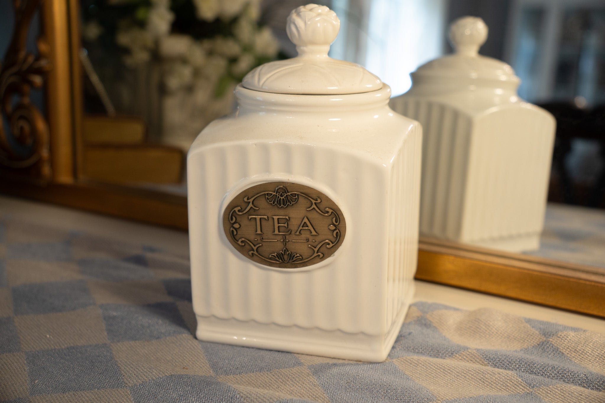 White Ceramic Tea Canister by THL