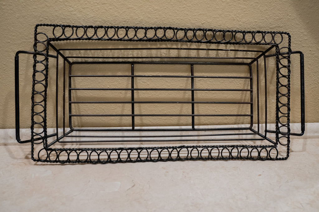 Black Metal Wire Tray with Lattice Design