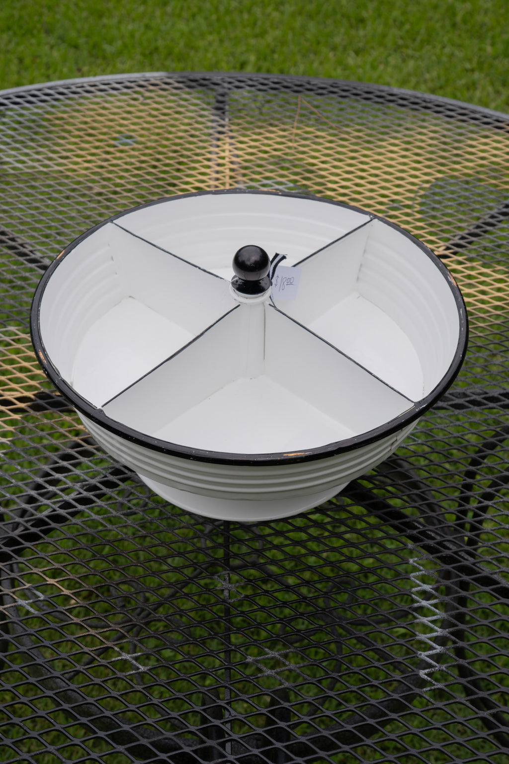 White Metal Tray with 4 Divided Sections