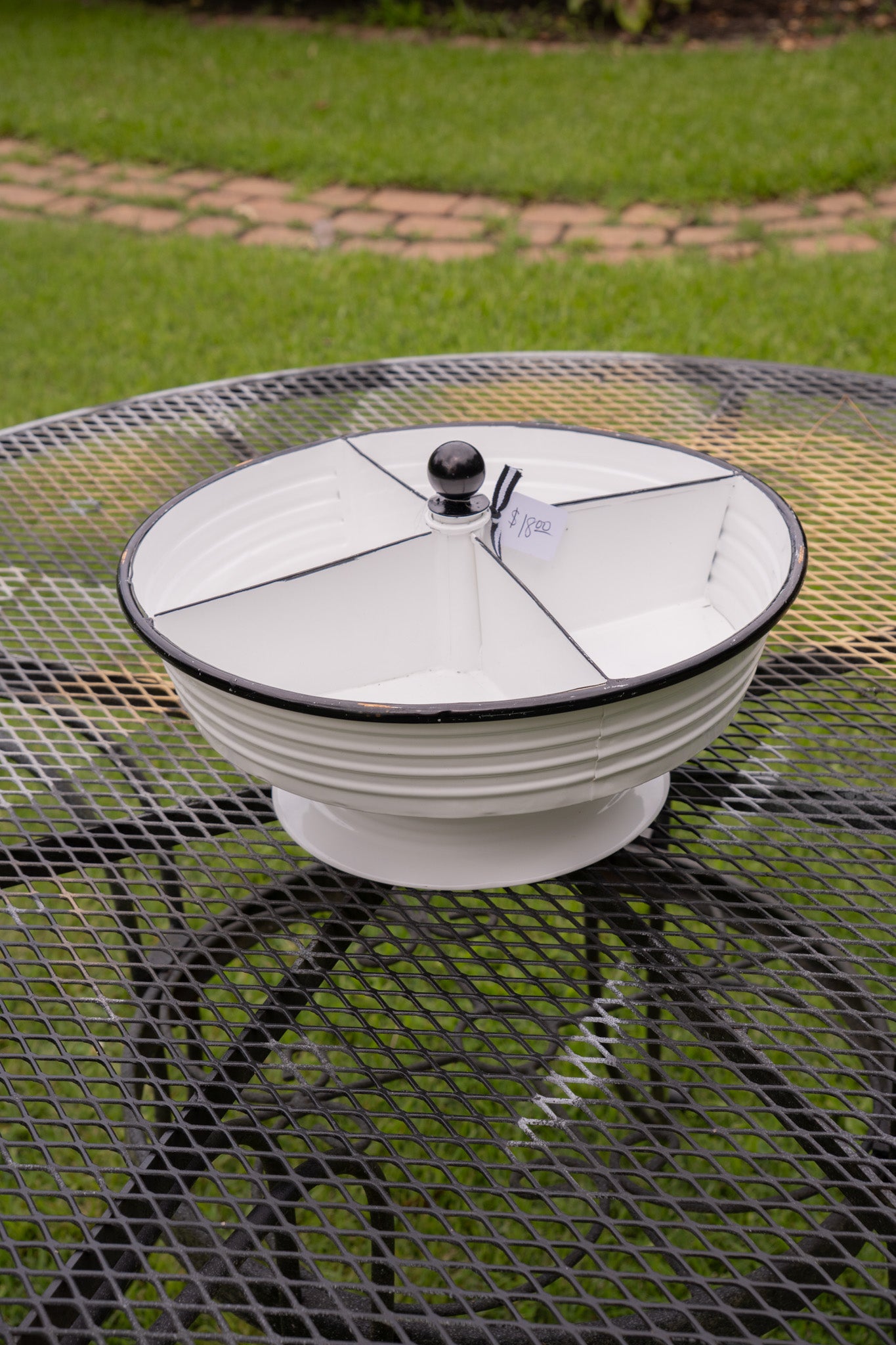 White Metal Tray with 4 Divided Sections