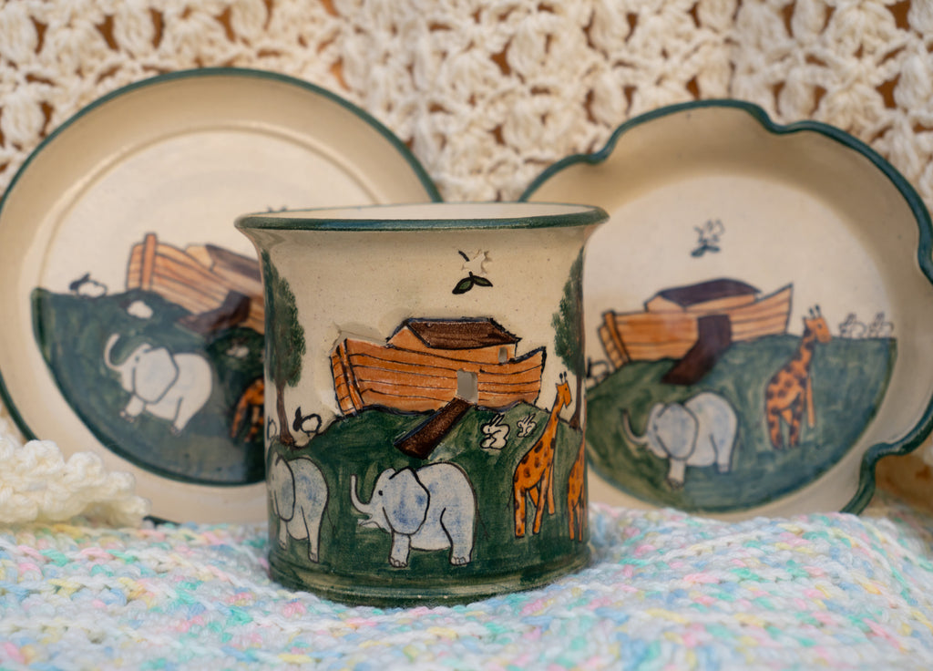 3 Pc Noah's Ark Pottery Set by G. Miller Pottery