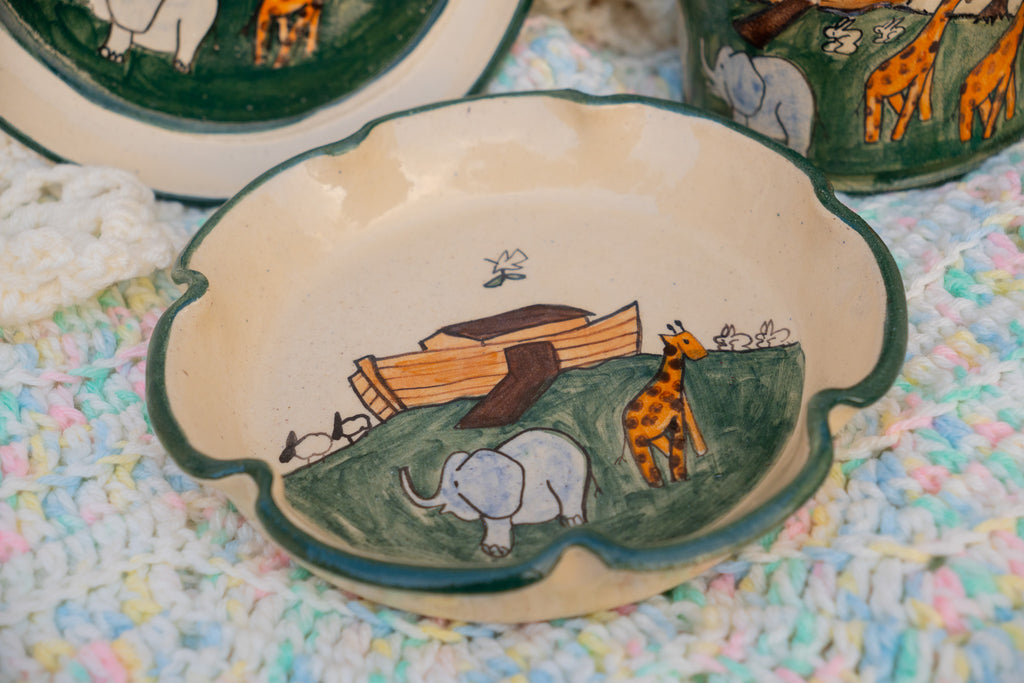3 Pc Noah's Ark Pottery Set by G. Miller Pottery