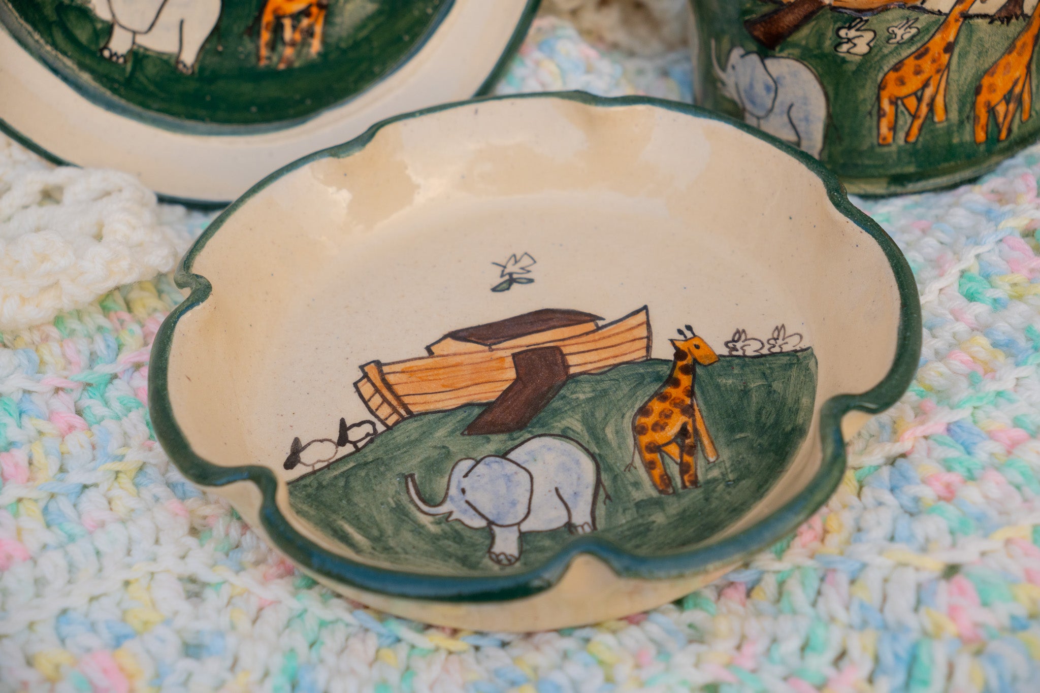 3 Pc Noah's Ark Pottery Set by G. Miller Pottery