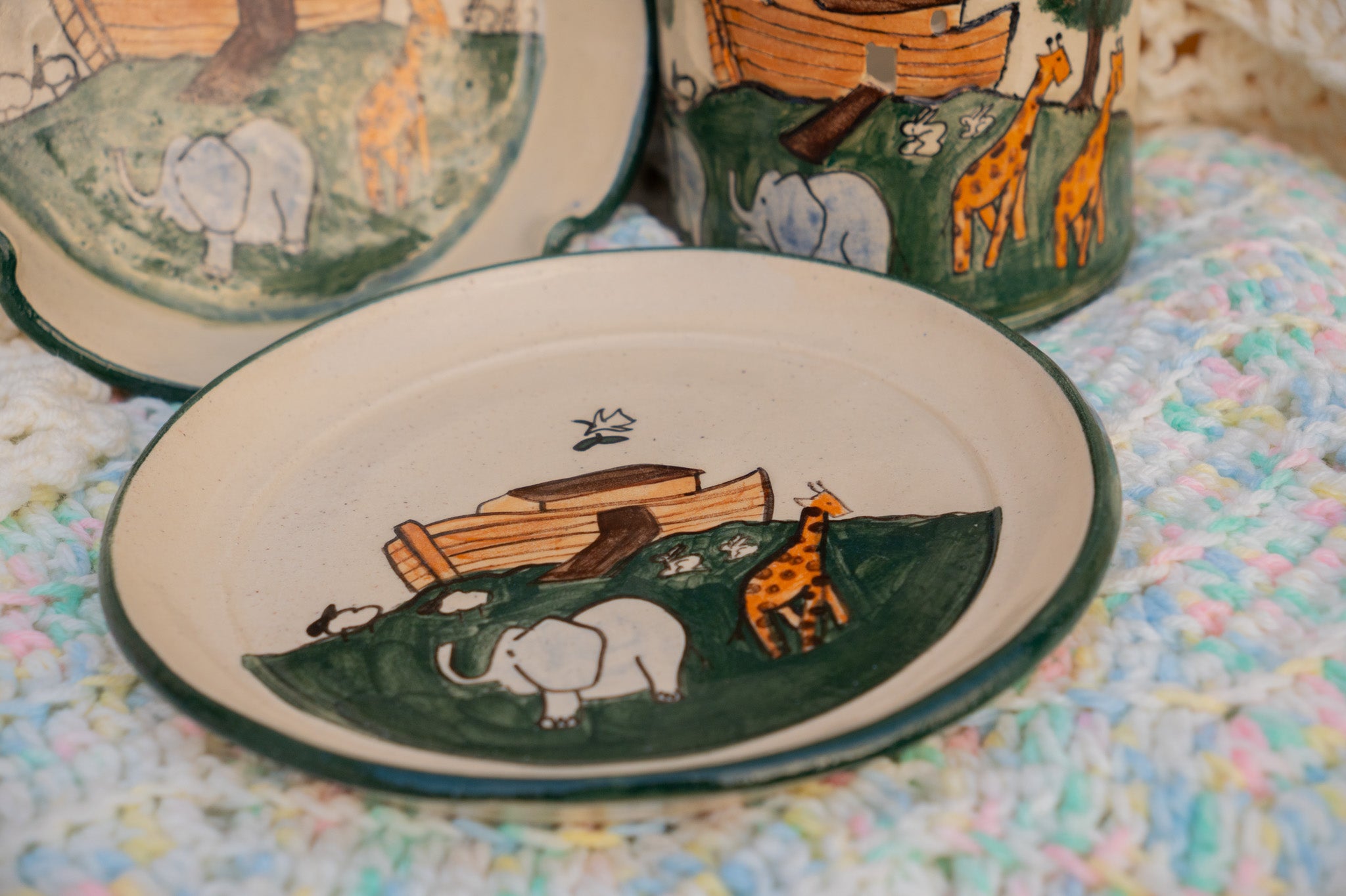 3 Pc Noah's Ark Pottery Set by G. Miller Pottery