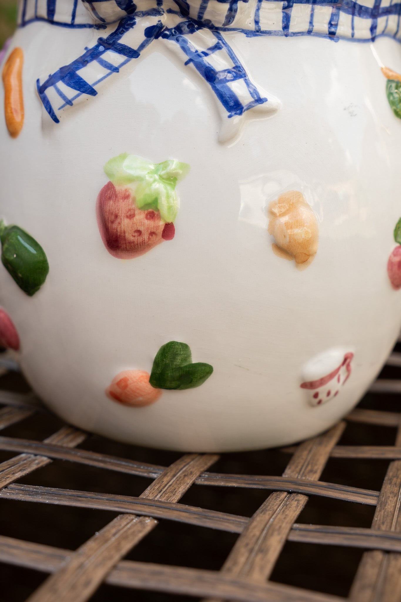 Ceramic Canister with Painted Fruits & Veggies