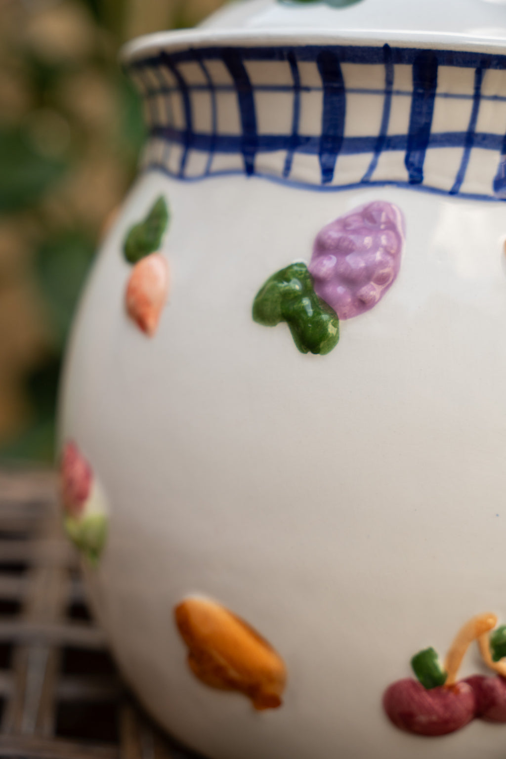 Ceramic Canister with Painted Fruits & Veggies