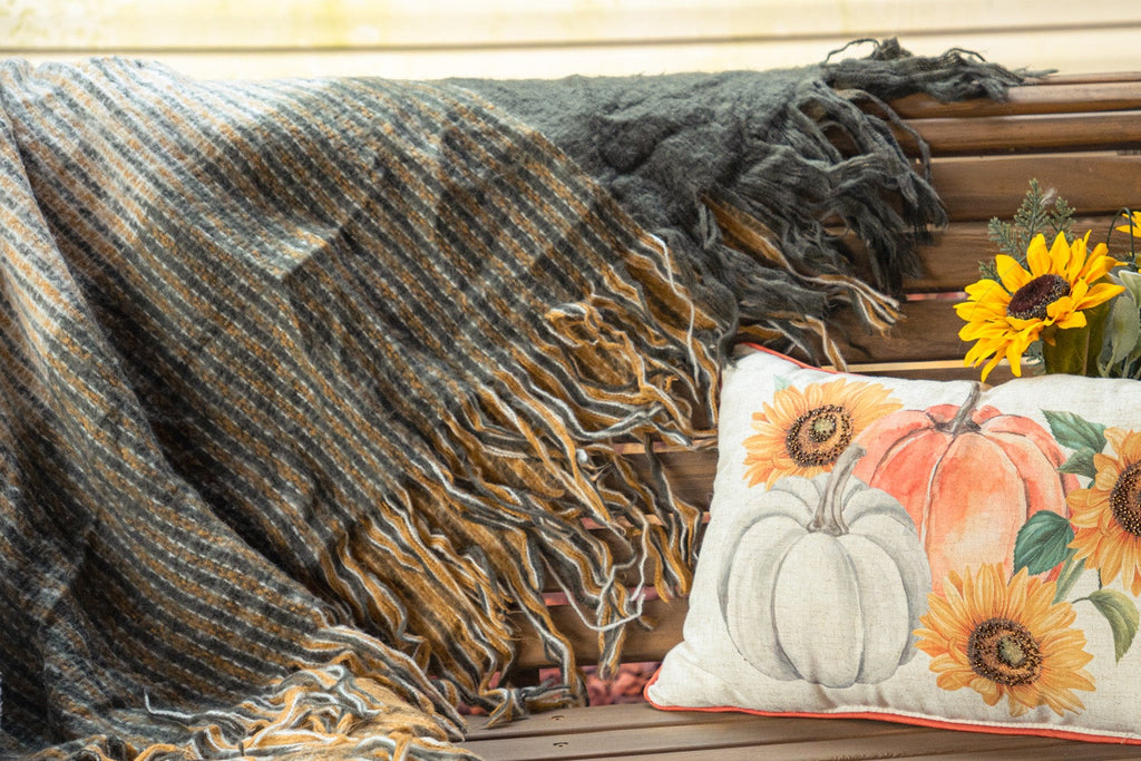 Fall Pumpkin and Sunflower Throw Pillow