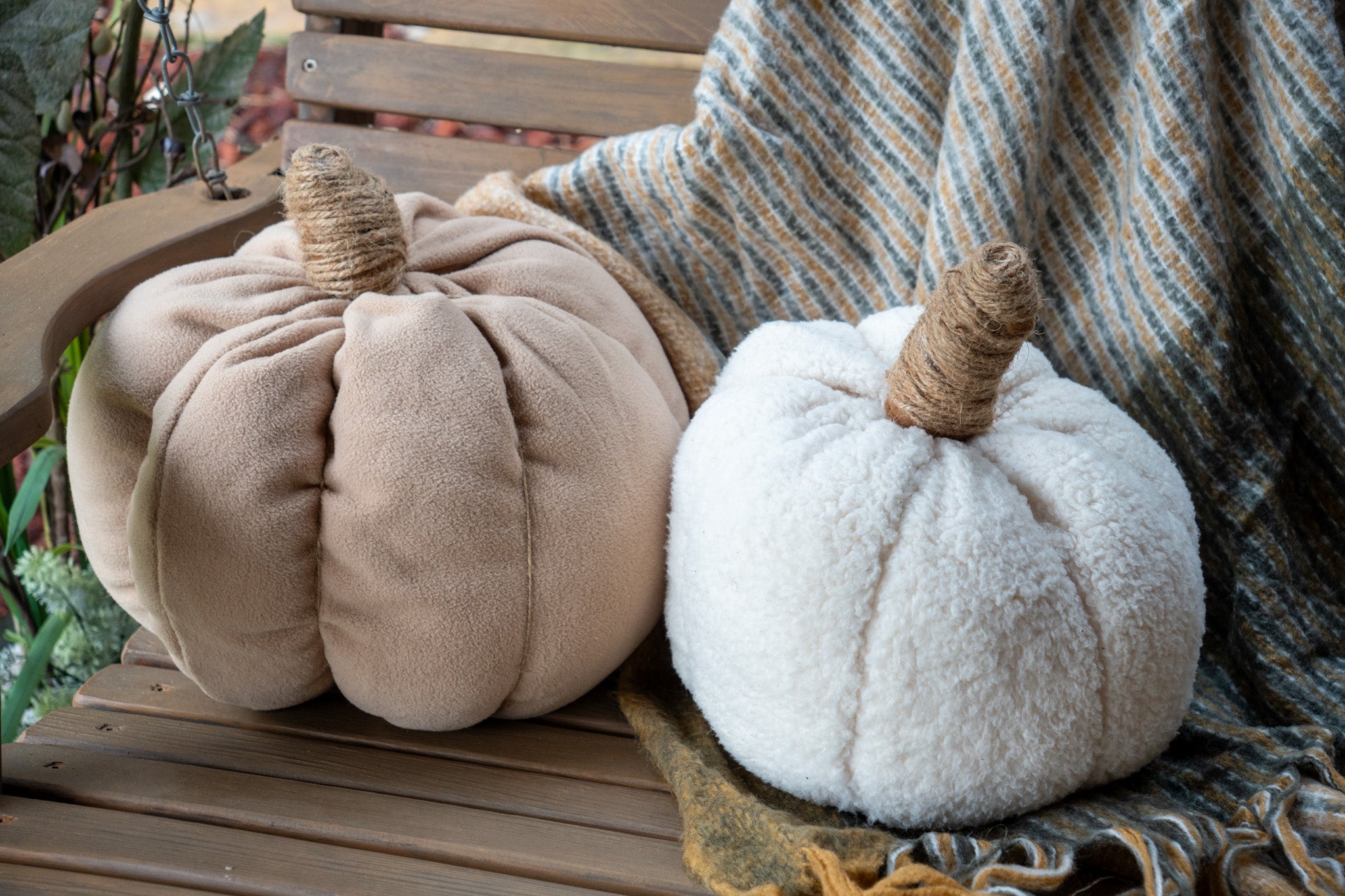 Khaki Plush Pumpkin Accent Pillow