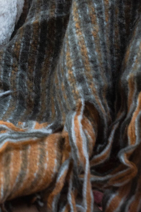 Wildflower Fall Throw Blanket – Green & Gold Striped