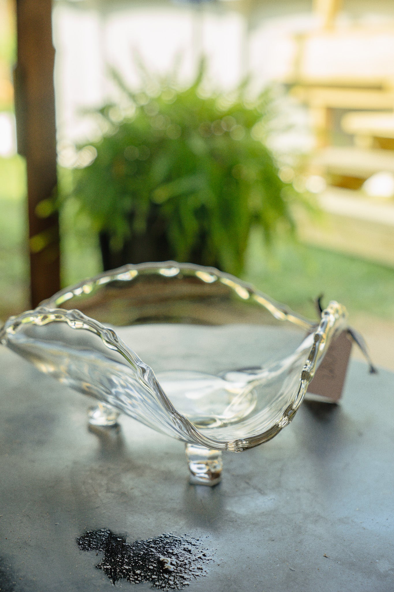Fostoria Century Pressed Glass Footed Tricorn Dish