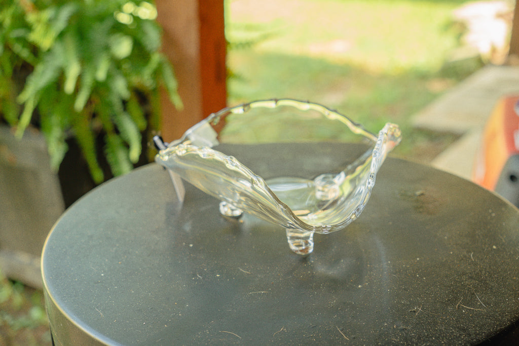 Fostoria Century Pressed Glass Footed Tricorn Dish