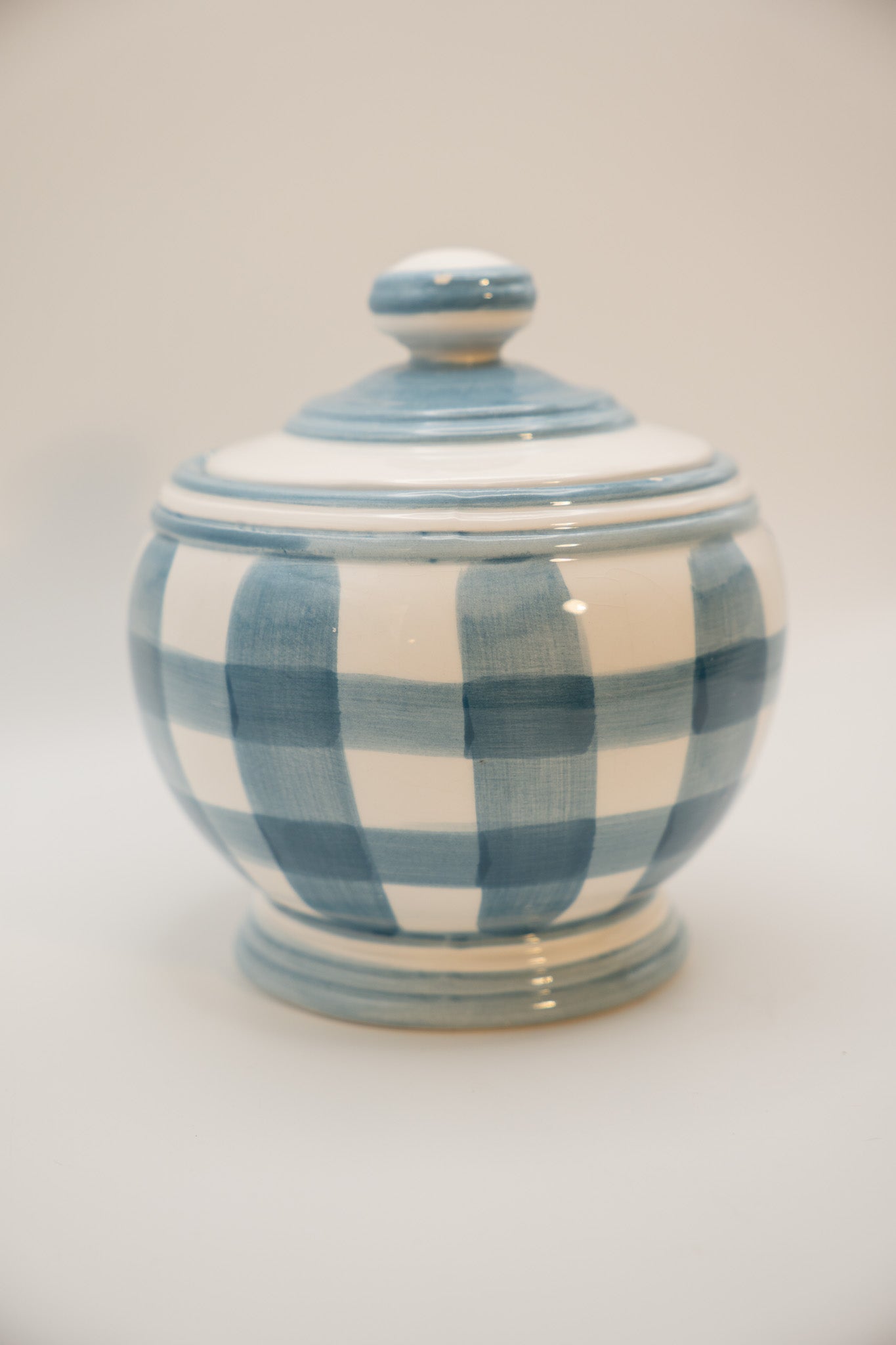 Cracker Barrel 1998 Blue & White Striped Sugar Bowl