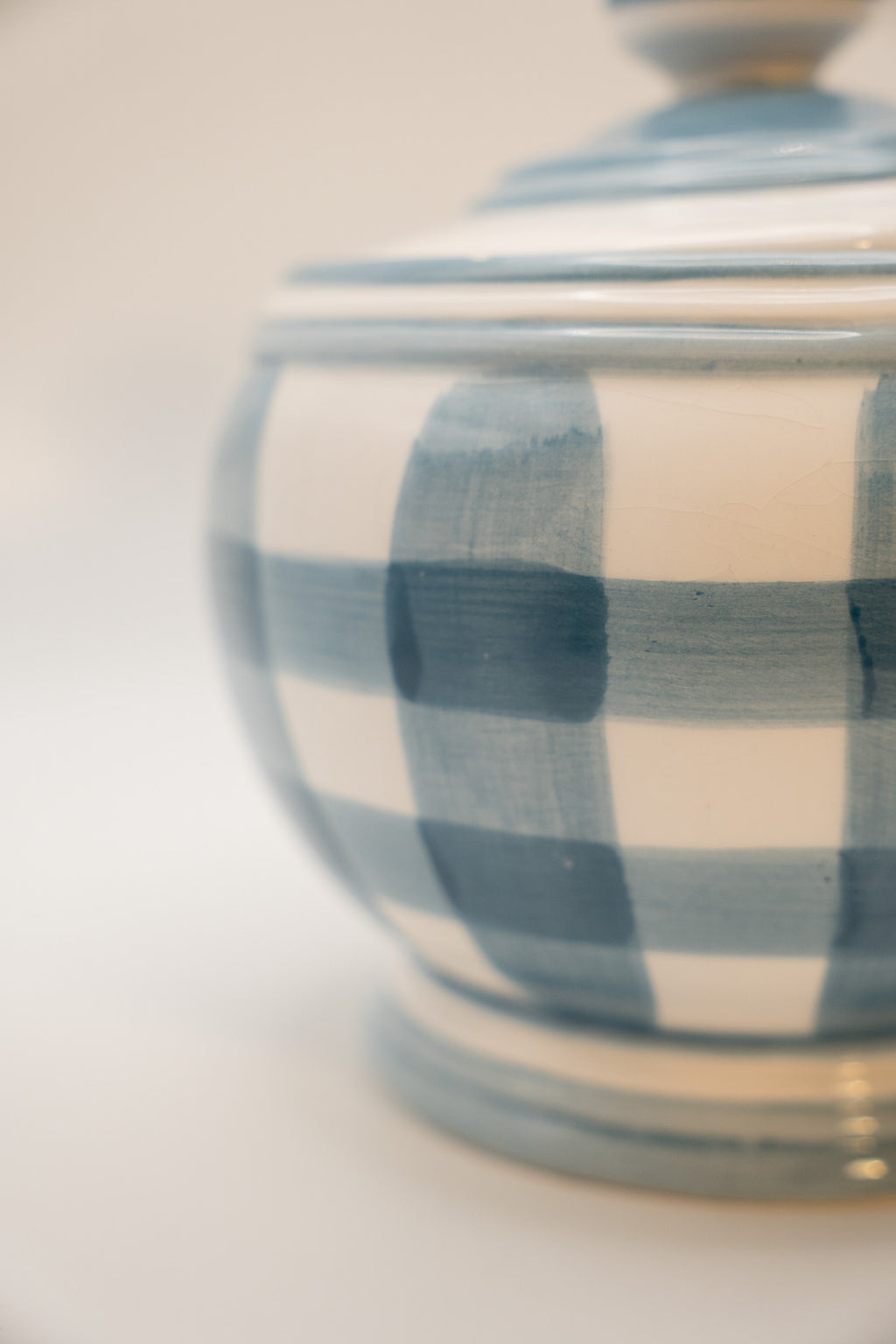 Cracker Barrel 1998 Blue & White Striped Sugar Bowl