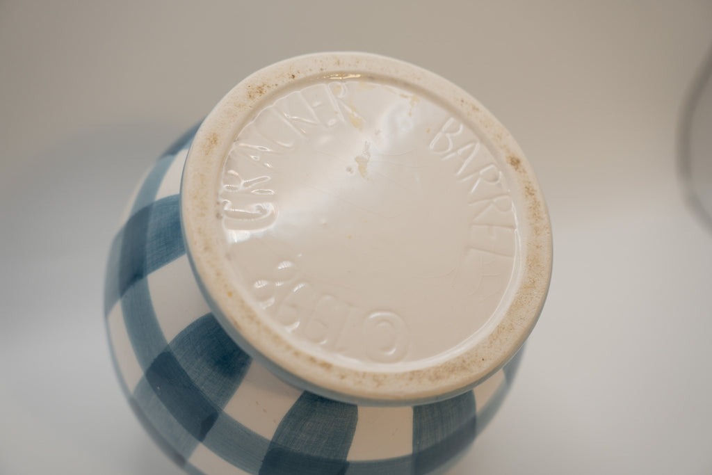 Cracker Barrel 1998 Blue & White Striped Sugar Bowl