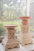 Crackle White Wooden Candlesticks