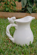 White Tea Pitcher with Bird Handle
