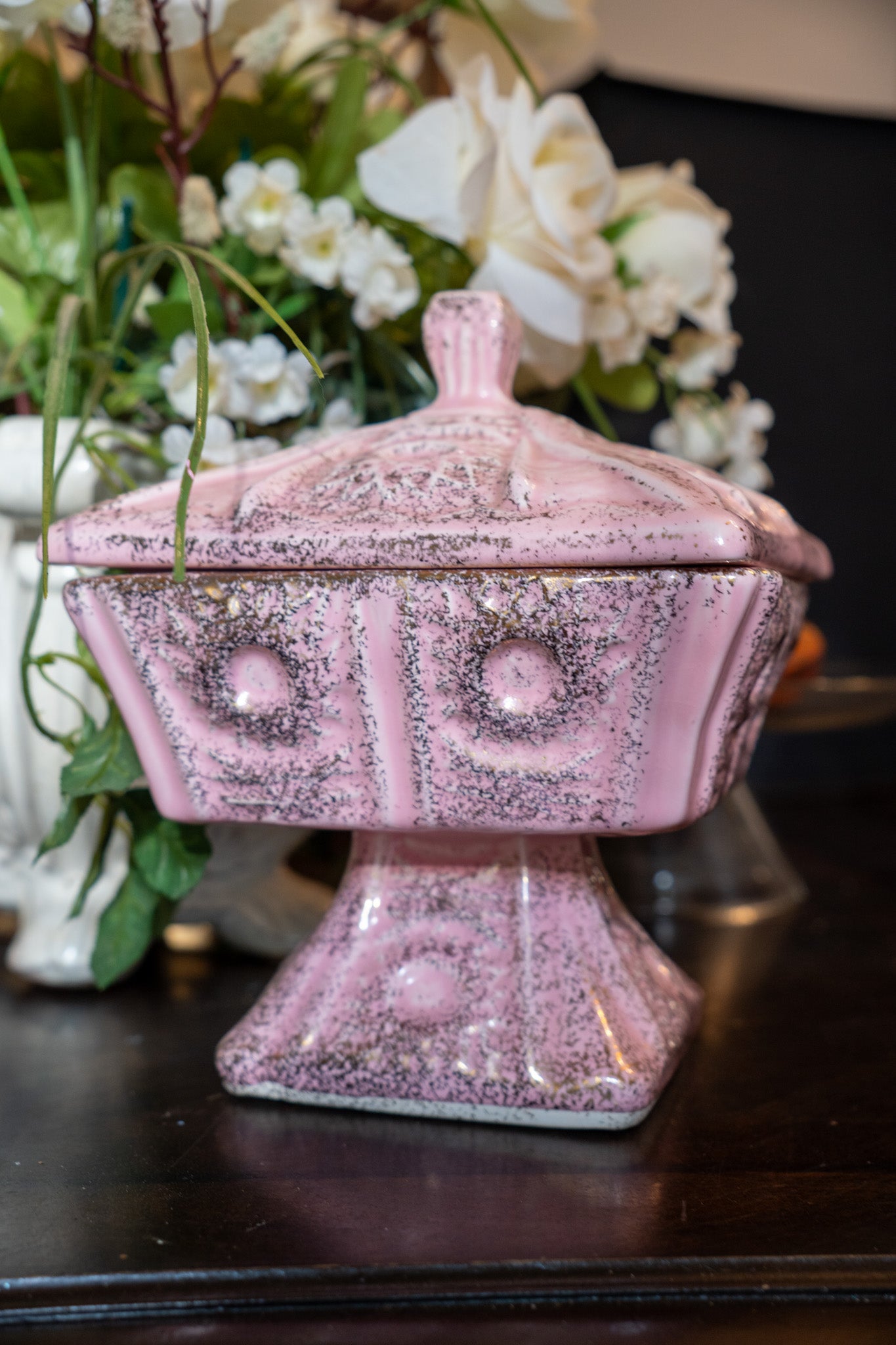 Vintage California Pottery Pink Pedestal Dish