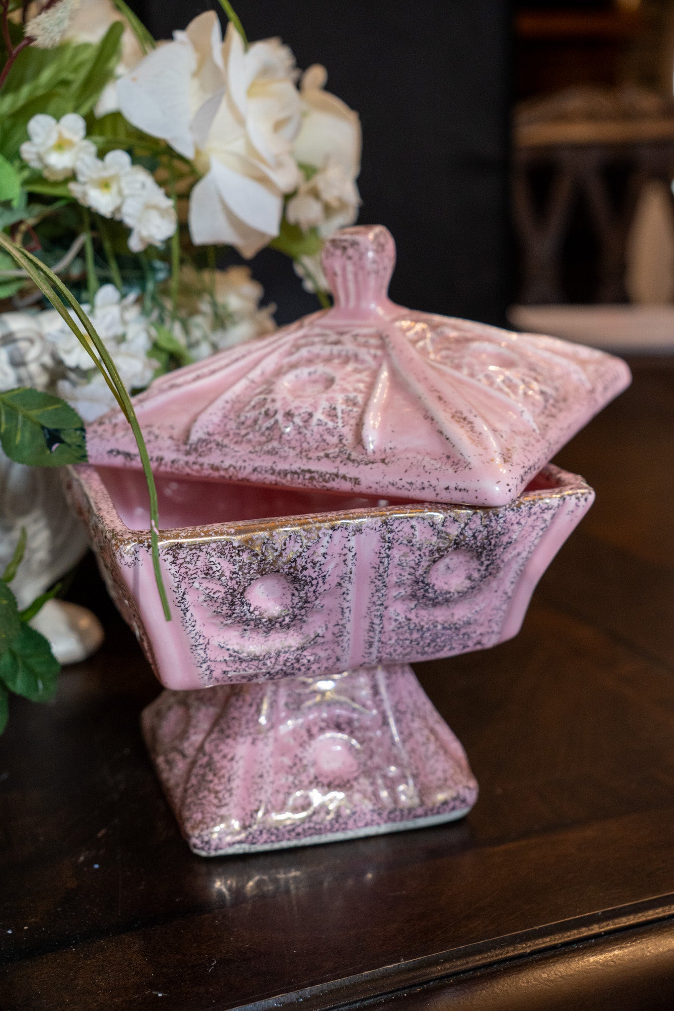 Vintage California Pottery Pink Pedestal Dish
